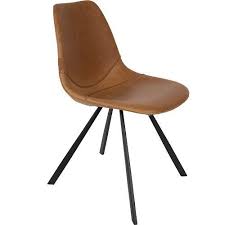 eetkamer stoel zwart metalen frame cognac lederen zitje ook beschikbaar in zwart leder en donker bruin leder stoelen eetkamerstoelen stoelen voor de eettafel