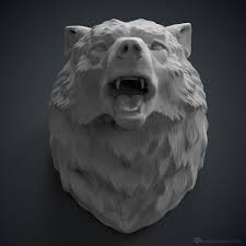 Wolf Head 3d Model For 3d Printing Or Cnc Carving Wolf Sculpture Wolf Head Bear Carving