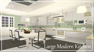 A house hanging from a. Roblox Bloxburg Large Modern Kitchen 50k House Design Kitchen Modern Kitchen Design Modern Large Kitchens