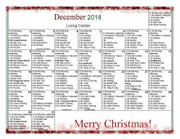 This printable december 2018 calendar features major religious holidays and also has space for notes. December 2018 Activity Calendars Abbyshire Place