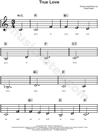 Printable sheet music for easy piano. Cole Porter True Love Sheet Music For Beginners In C Major Download Print Sheet Music Piano Beginner Teaching Music