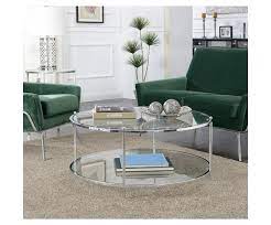 Table of the best round glass coffee tables reviews. Royal Crest 2 Tier Round Glass Coffee Table Glass Chrome Johar Furniture Buy Online In China At China Desertcart Com Productid 136440298