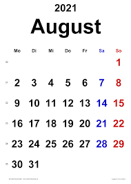 Kalenderblatt 2021 / ausdrucken kalender 2021 august. Kalender August 2021 Als Pdf Vorlagen