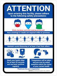 As a verb precaution is (transitive): Attention Upon Entering This Facility Covid 19 Safety Precaution With Icons Portrait Wall Sign Creative Safety Supply