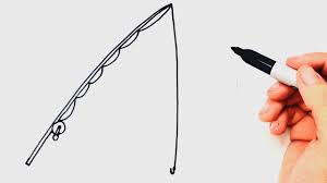How to draw fishing pole. How To Draw A Fishing Rod Step By Step Easy Drawings Youtube