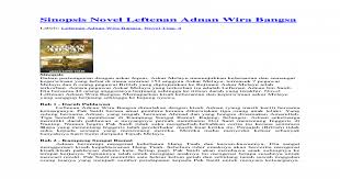 Sinopsis Novel Leftenan Adnan Wira Bangsa