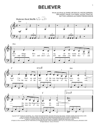 Imagine Dragons Believer Sheet Music And Printable Pdf Music Notes Piano Sheet Music Free Easy Piano Sheet Music Piano Music Easy
