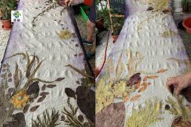 eco print 羊毛花葉移印染 bohemian rug print decor
