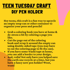 Teen girls day & time this is the final post for the teen girls day that we at our church building. Yorba Linda Library On Twitter This Week S Teen Tuesday Craft Is A Diy Pencil Holder The Best Part Is You Are Recycling While You Craft And Relax Happy Crafting Teens Teen Teentuesdaycraft