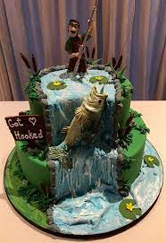 Fishing Contest Osrs Fishing Vest Large Fishing 1 99 Fishing Challenge Game Deep Sea Fis Grooms Cake Fishing Fishing Theme Cake Fishing Wedding Cakes