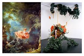 Patron of the Arts - Yinka Shonibare, The Swing (after Fragonard), 2001  This piece on the right by Yinka Shonibare is based on a 1767 painting  called The Swing by the French