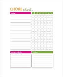 Blank Chore Chart Pdf World Of Printable And Chart For