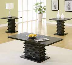 Changing your coffee and end table set can change the look of your room in an instant. Rich Black Finish Modern 3pc Coffee Table Set W Wave Design Base