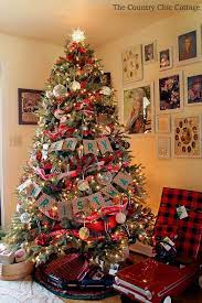 Farmhouse Christmas Tree With Plaid Ornaments Diy Christmas Ornaments Rustic Country Christmas Christmas Tree Themes
