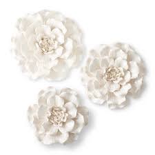 Maybe you would like to learn more about one of these? Wall Hanging Glossy Ceramic Wavy White Flowers Set Of 3 Salty Home