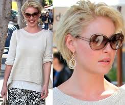Over the last few years, she has experimented with shorter lengths, even going with a brunnette (wig) for a magazine cover. Katherine Heigl Short Hair Short Hair Styles Short Blonde Hair Mom Hairstyles