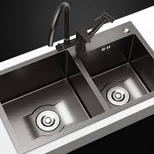 Kitchen sink,bar sink,handmade stainless steel black prep small sink,15 x 15 inches 18 gauge single bowl workstation overmount laundry outdoor sink with accessories. Kuchenspule Edelstahl Mit Zwei Becken In Schwarz 7843 Stainless Steel Sinks Sink Double Bowl Sink