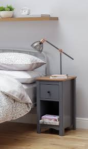 A small bedside table is perfect if you simply need somewhere to place your phone. Argos Home Bournemouth Compact Bedside Table Dark Grey Compact Bedside Tables Dark Bedside Tables Grey Bedroom Furniture