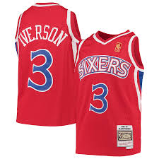 Allen iverson steinig jersey champion philadelphia 76ers größe l. Youth Philadelphia 76ers Allen Iverson Mitchell Ness Red 1996 97 Hardwood Classics Swingman Throwback Jersey