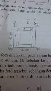 Jika sebuah kertas memiliki ukuran 12 cm dan 15 cm lalu diletakkan ke sebuah karton bagian atas kanan dan kiri kertas masih tersisa bagian karton selebar 2 cm jika kertas dan karton sebangun maka luas karton adalah. Sebuah Foto Diletakkan Pada Karton Berukuran 30 Cm Kali 40 Cm Di Sebelah Kiri Atas Dan Kanan Foto Brainly Co Id