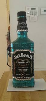 My First Glitter Jack Daniels Bottle Liquor Bottle Crafts Diy Decor Bottle Crafts