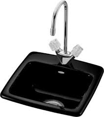 Bar sink faucets are usually larger than the typical kitchen faucets. Kohler K 6015 1 7 Gimlet Single Basin Acrylic Bar Sink Black Faucet Not Included Faucetdepot Com
