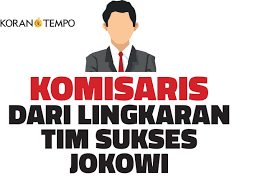 Komisaris, adalah seseorang yang diajukan oleh bumn yang akan ditetapkan sebagai anggota dewan komisaris pada anak perusahaan mewakili bumn yang bersangkutan. Komisaris Bumn Dan Lingkaran Tim Sukses Jokowi Berita Utama Koran Tempo Co