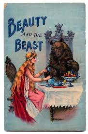 When the ugly beast appeared she tried hard to hide her terror, and she nodded to him politely. Beauty And The Beast Children S Book Illustration Vintage Book Cover Book Illustration