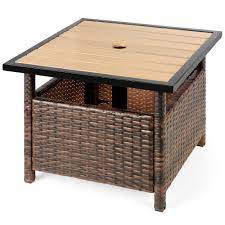 1 dining table, 8 chairs. Best Choice Products Wicker Rattan Patio Side Table Outdoor Furniture For Garden Pool Deck W Umbrella Hole Brown Walmart Com Walmart Com