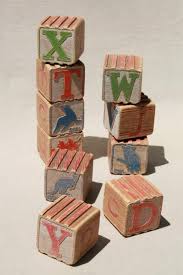 Baby, toddler or children's wooden / toy . Primitive Rustic Vintage Wood Alphabet Blocks Wooden Letters Lot