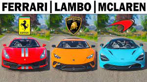 Video includes revs, accelerations & rolling shots.jo. Forza Horizon 4 Ferrari Vs Lamborghini Vs Mclaren Supercars Youtube