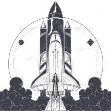 Space Shuttle With Carrier Rockets Launch Vector By Vectorpocket Graphicriver Rocket Space Drawings Rocket Art Spaceship Drawing