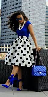 Black White And Blue Outfits Blue And White With Black Polka Dots Fashion Outfits Cute Outfits