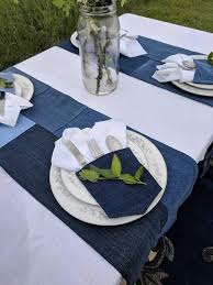Denim Table Runner Jean Wedding Decor Repurposed Jeans Etsy Denim Table Runner Denim Decor Denim Wedding