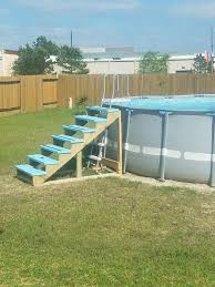 Diy Above Ground Pool Stairs In 2020 Backyard Pool Landscaping Above Ground Pool Stairs In Ground Pools