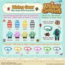 Once you have the suit, equip it and approach the water. Here S All The Diving Gear Since I See People Asking For Pink Suits But There Isn T A Pink One Animalcrossing