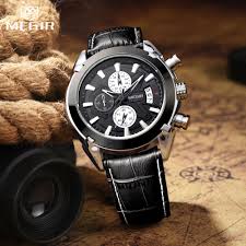 MEGIR Genuine Black Genuine Leather Watches Men Luxury Brand Quartz Watch  racing men Students Game Run Chronograph Wristwatches|Quartz Watches| -  AliExpress