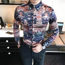 Shop mens party shirts at the thrills official site. 2021 3xl M Night Club Shirt Men Korean Retro Slim Fit Long Sleeve Tuxedo Shirts Social Stylish Print Party Dress Chemise Homme Sale From Longmian 26 75 Dhgate Com