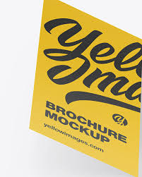 Square book mockup free to showcase your editorial project. Textured Brochure Mockup In Stationery Mockups On Yellow Images Object Mockups