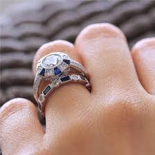 Anillo de compromiso con piedras. Topa Conjunto De Diamantes De Zafiro Azul Para Parejas Anillos De Compromiso Para Hombre Y Mujer Sin Nombre Anillos Aliexpress