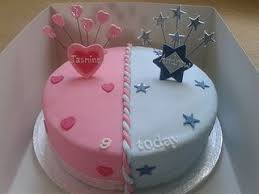 Birthday Cakes For Ladies Images Joint Boy And Girl Birthday Cake By Ac1967 Via Flickr Twin Birthday Cakes Boy Birthday Cake Half Birthday Cakes