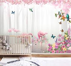 Soft old pink color background. Wallpaper Pink Flamingo Nursery Farytale Forest Peel And Stick Vinyl