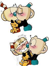 Cuphead and mugman kiss