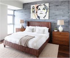A modern asymmetrical geometric upholstered headboard in two shades of grey leather si a chic accent in the bedroom. Brown Leather Bed Decorating Ideas Novocom Top