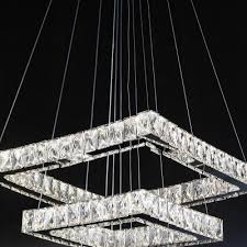 Square Chandelier Lighting Led Crystal Contemporary Pendant Light Fixture In Black For Living Room Takeluckhome Com