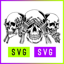 Three Wise Skulls SVG + PNG