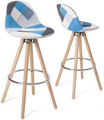 Tabouret de bar moderne en métal par perfecta. 2 Tabourets Tissu Patchwork Et Pieds Bois Mon Tabouret De Bar