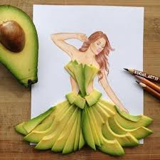 افوكادو Avocado Tiger Vegetable Salad الشيف الدولي Croquis De Robe Illustration De Mode Dessin Robe