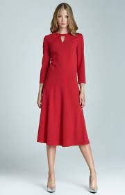 Robe de soirée longue fendue. Robe Fluide Manches 3 4 Rouge Nife Nis68r Idresstocode Boutique De Deshabilles Et Nuisettes Robes Et Jupes