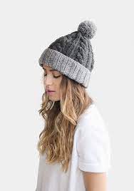 Custom Knit Hat Hand Knit Beanie Color Block Hat Grey Womens Beanie Mens Bobble Hat Stocking Hat Aran Knit Hat The Two Tone Knitted Hats Hand Knitting Knitting